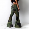 Ophestin Jean for Women Plus Size High Waist Denim Bell Bottom Distressed Ripped Fashion Camouflage Female Trousers