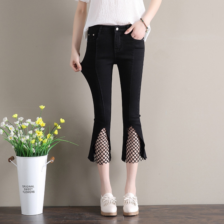 High Waist Jeans Woman Ankle-length Denim Pants Plus Size Women Flare Jeans Blue Black Vintage Pants Baqueros Mujer AC041