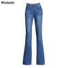 Spring Slim Wide Leg Ladies Denim Trousers Elastic High Waist