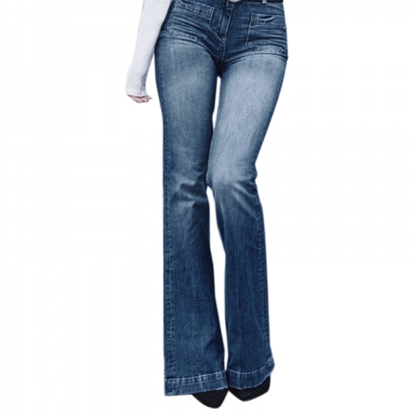 High-Rise Wide Leg Flared Jeans Retro Bell Bottom Jeans Denim
