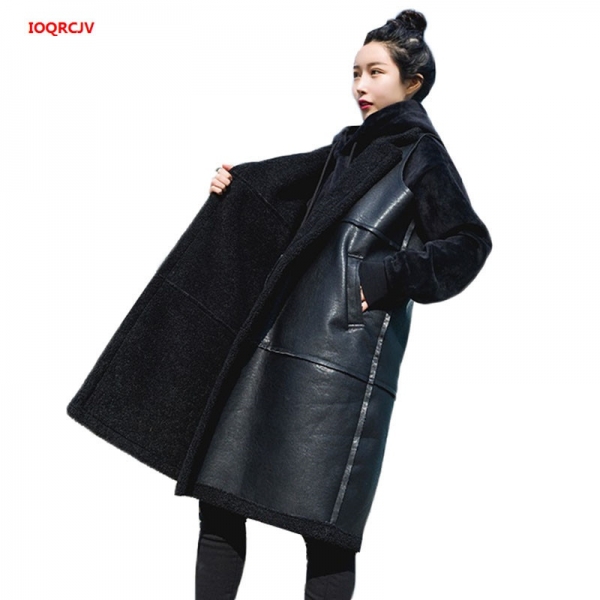 Waistcoats Female Long Vest Female Black Sleeveless PU Leather Jacket