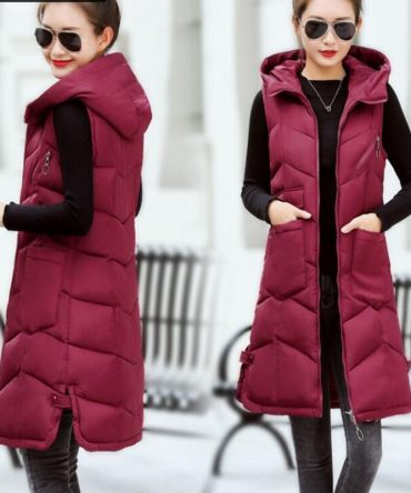Brieuces Autumn winter vest women 2020 cotton-padded warm thicken long woman vest female hooded parka jacket waistcoat plus size