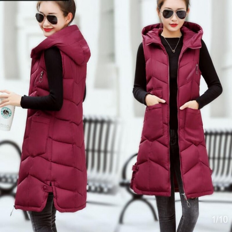 Brieuces Autumn winter vest women 2020 cotton-padded warm thicken long woman vest female hooded parka jacket waistcoat plus size