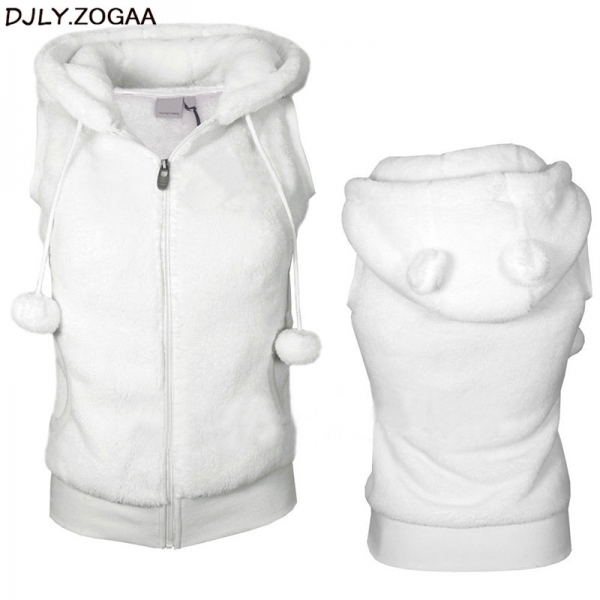 Women Winter Warm Vests Coat Soft Fleece Hooded Outwear Female Fashion Casual Thicken Vest Jacket Solid Women Fur Vest Coat