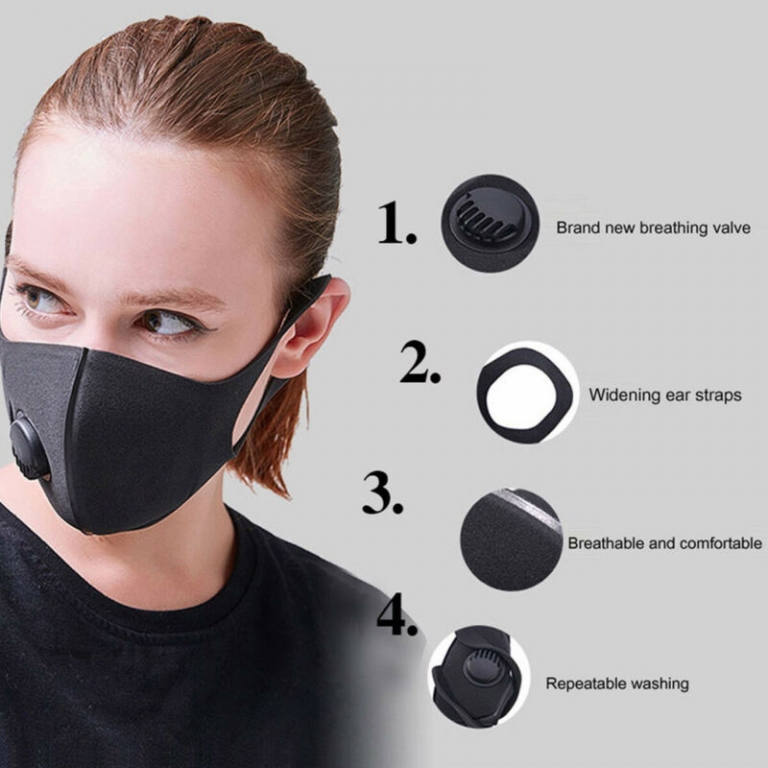 Fashion Solid Reusable Cotton Face Mask Activated Carbon Mask With Filter-Washable Unisex