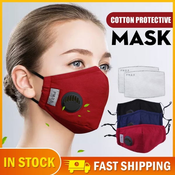 Respirator Mask Washable Reusable Cotton Face Mask With Breathing Valve Fliter Pad Anti Dust PM2.5 Sport Bike Cycling Bicycle 1 Respirator Masks Washable Reusable Cotton Face Masks With Respiration