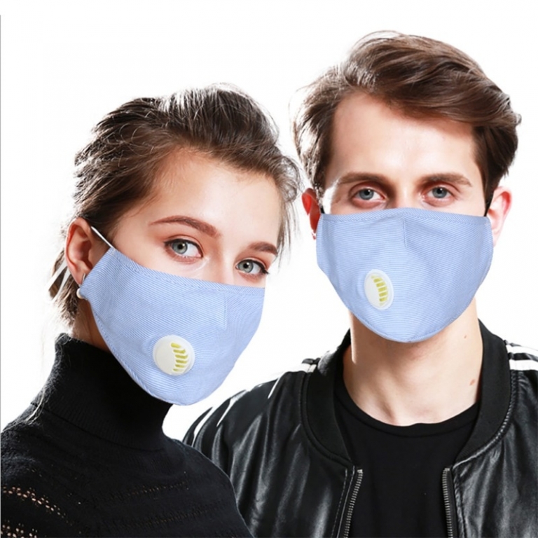 Washable Adjustable Dust Mask with 2 Replaceable Filters Anti Pollution PM2.5 Breathable Respirator Cotton Face Mask