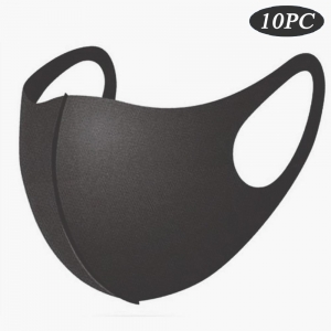 10pcs/pack Sponge Masks Washable Anti-dust Face Mask 3D Design Elastic Black Mask Mouth Windproof Reusable Breathable Mask