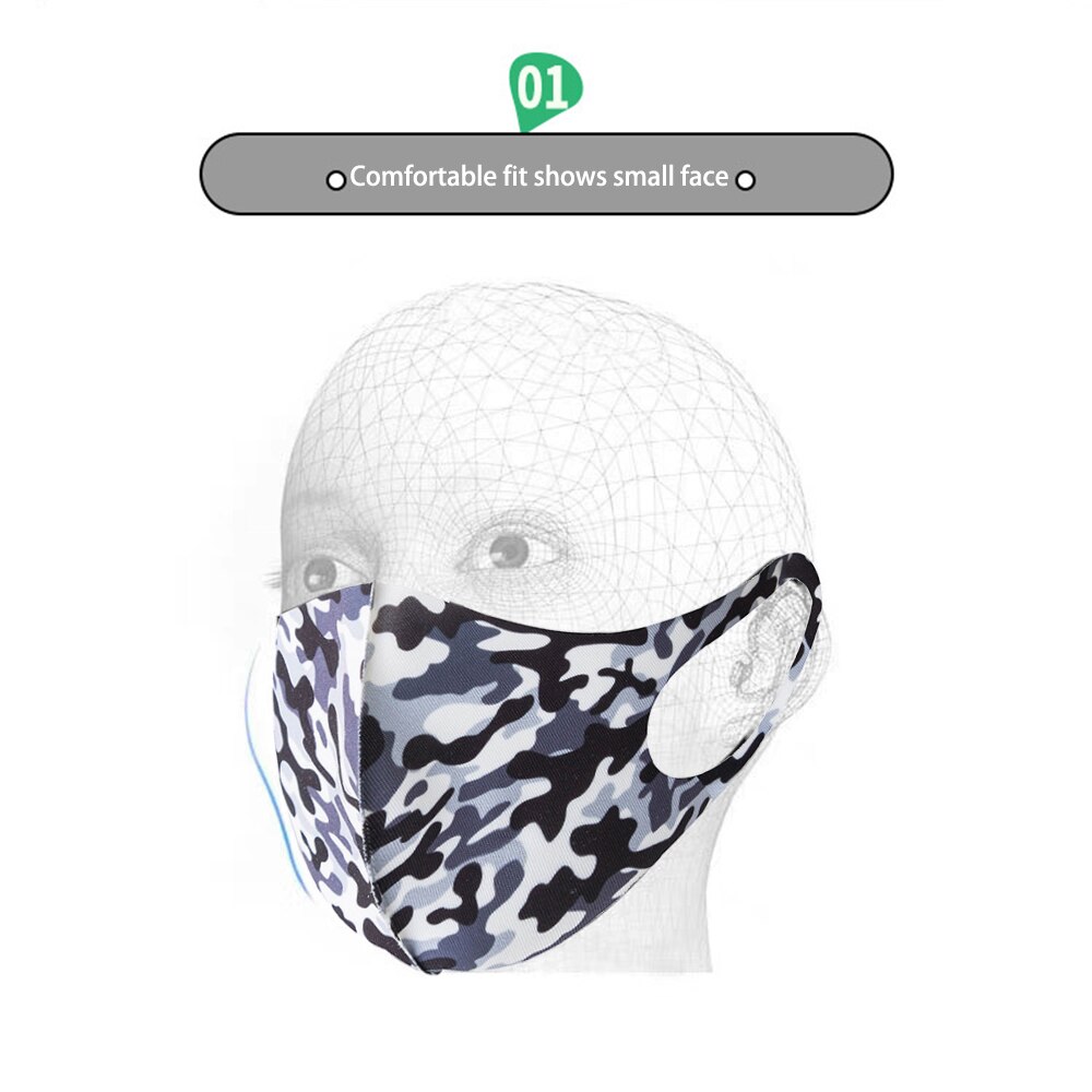 3Pcs Washable Reusable Anti-dust Mouth Face Masks Camouflage Sponge Mask Anti Cold Mask Humanized Design 2