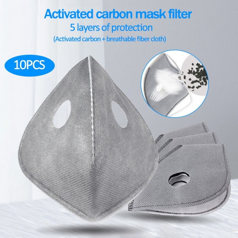 10pcs/bag Cycling Face Masks Filter MTB Road Equip Anti-Dust PM2.5 Replacement With Active Carbon Mouth Mask Filter Set Insert