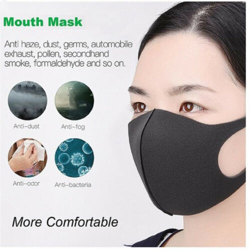 1pc/5pcs In Stock Reusable Mouth Mask , Washable Dust Proof Black Face Mask Breathable Super Soft Fashion Design