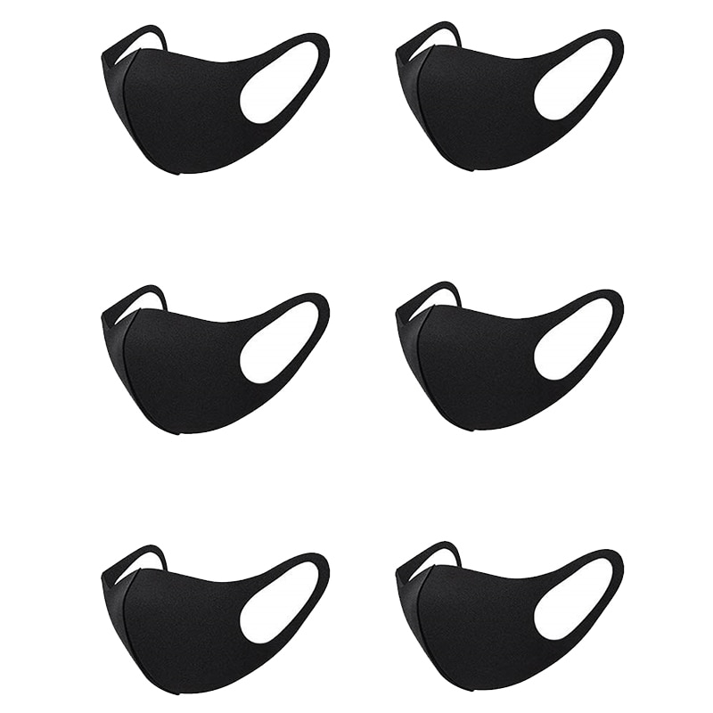 Unisex Face Mask Dust Mask Anti Air Pollution Dust Mask Unisex Mouth Mask,Washable and Reusable Black Cotton Face Mask 6Pcs Blac