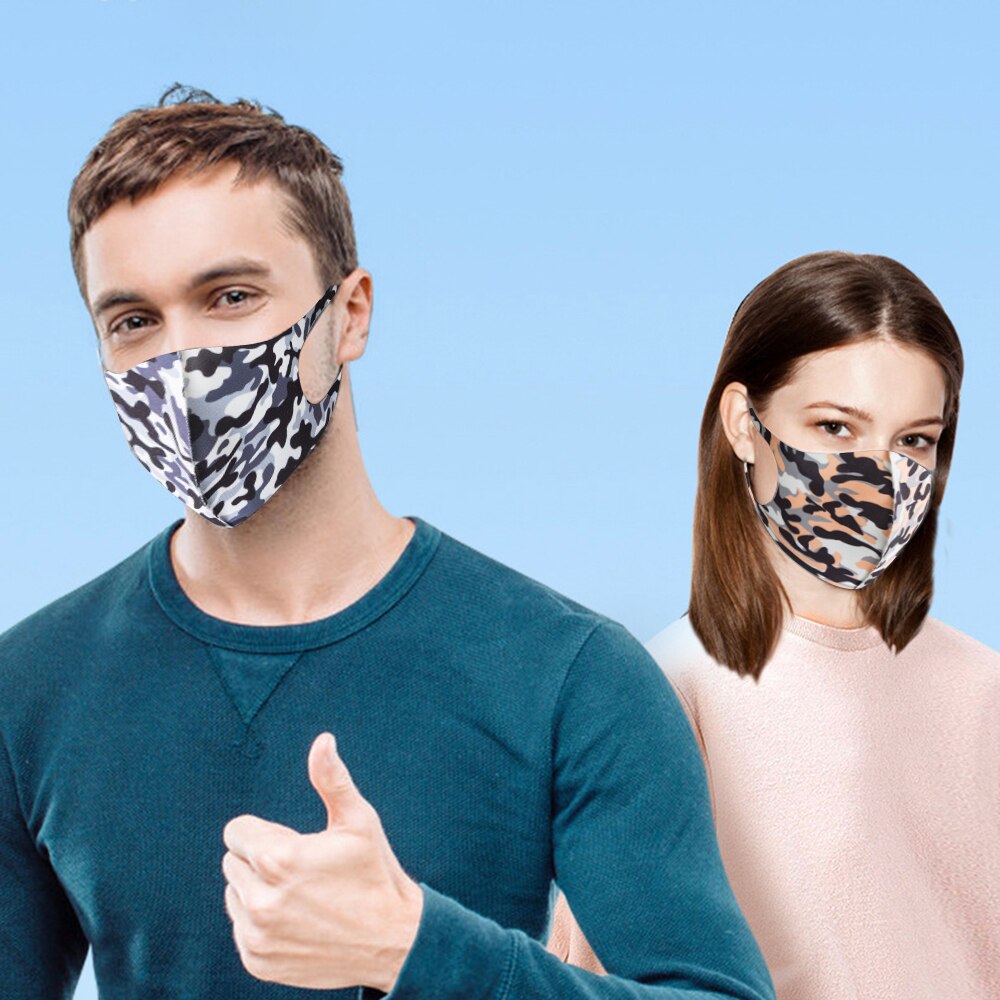 3Pcs Face Mask Washable Reusable Anti-dust Mouth Face Masks Camouflage Sponge Mask Anti Cold Mask Humanized Design