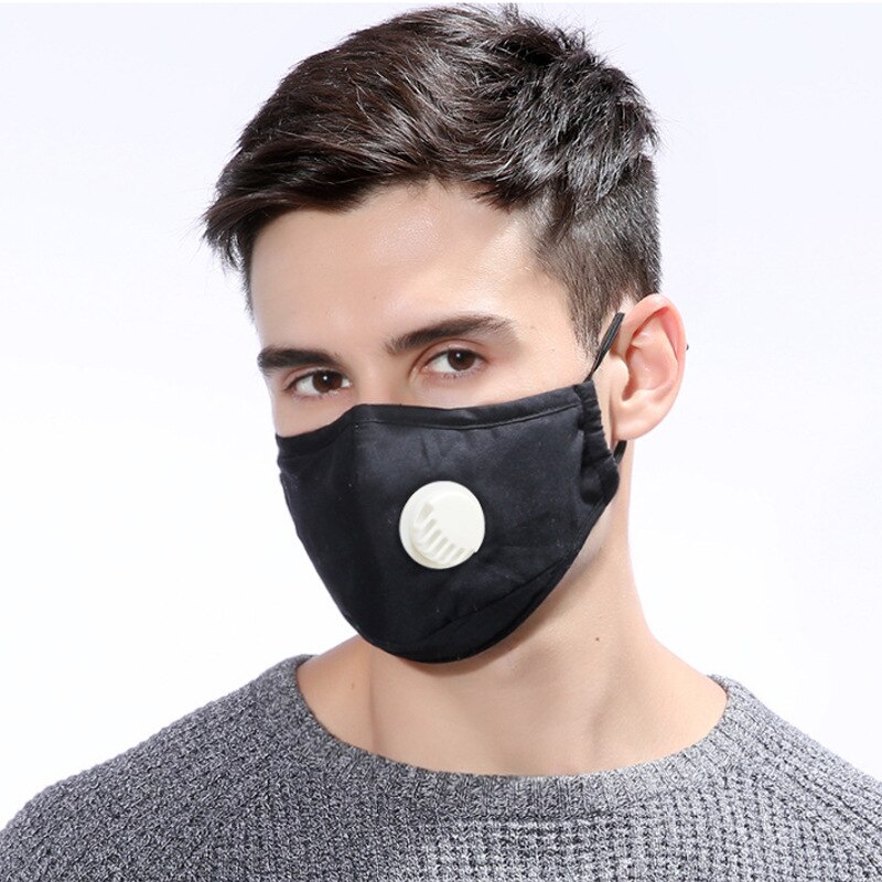 AntiDust PM2.5 Valve Mouth Mask Replaceable Filters Anti Pollution Breathable Cotton Face Mask Washable Respirator Mouth-muffle