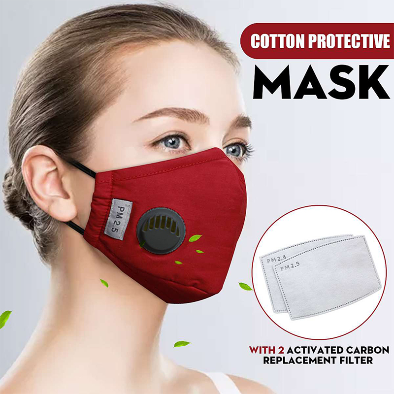 Respirator Mask Washable Reusable Cotton Face Mask With Breathing Valve Fliter Pad Anti Dust PM2.5 Sport Bike Cycling Bicycle 2