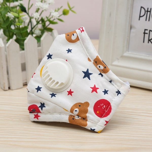 Children Mouth Mask With Respiratory Valve Anti Dust PM2.5 Reusable Breathable Cotton Face Mask Fits 2-10 Years Old Kids PM2.5 Reusable Breathable Cotton Face Masks