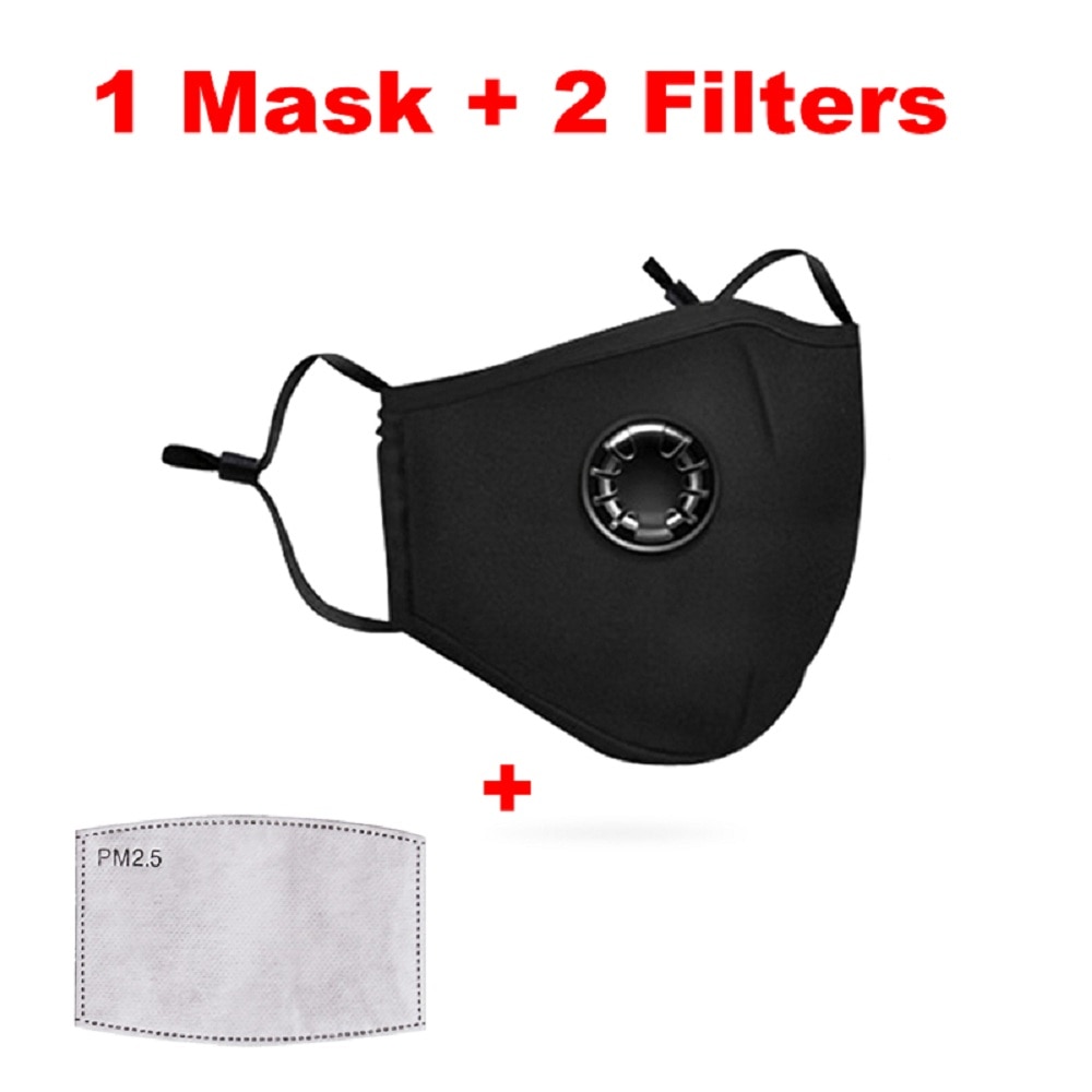 Cotton Face Masks Air Pollution Anti Flu PM2.5 Mouth Mask with Respirator washable reusable Health Care mask with 2 filter 2