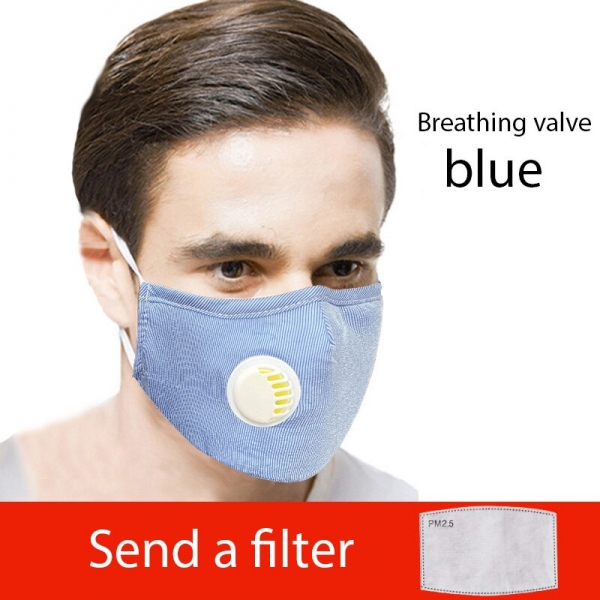 Black Blue PM2.5 Cotton Face Mask with a Filter Mouth Mask Breathing Valve 1 Black Blue PM2.5 Cotton Face Mask with a Filter Mouth Mask Breathing Valve