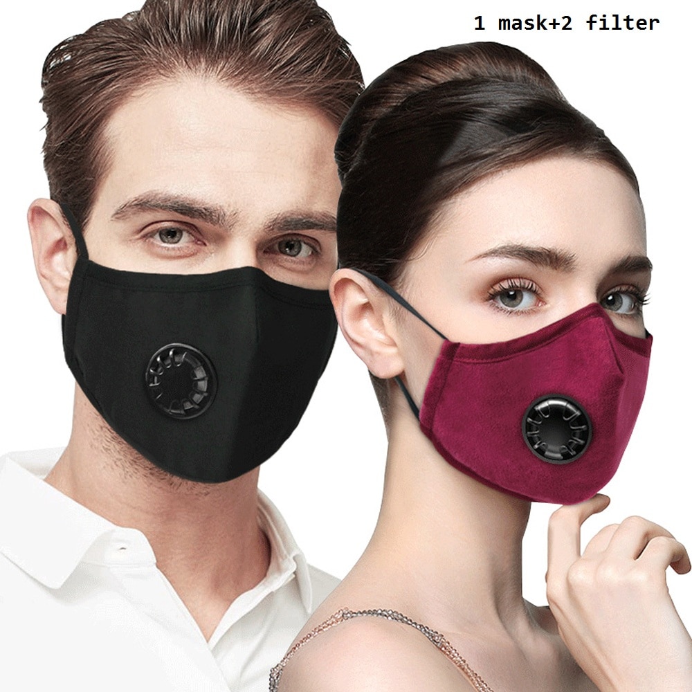 Cotton Face Masks Air Pollution Anti Flu PM2.5 Mouth Mask with Respirator washable reusable Health Care mask with 2 filter 1