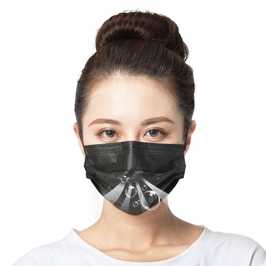 Disposable Protective Face Mask High Efficiency Filtration Adjustable 3D Fitting Design Breathable And Comfortable Black 50 Pcs