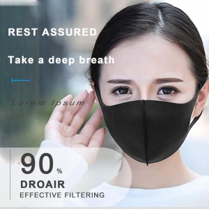 10pcs/pack Sponge Masks Washable Anti-dust Face Mask 3D Design Elastic Black Mask Mouth Windproof Reusable Breathable Mask