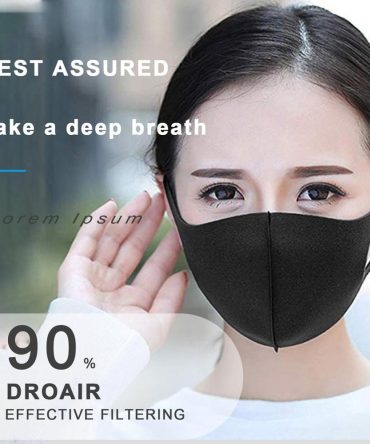 10pcs/pack Sponge Masks Washable Anti-dust Face Mask 3D Design Elastic Black Mask Mouth Windproof Reusable Breathable Mask