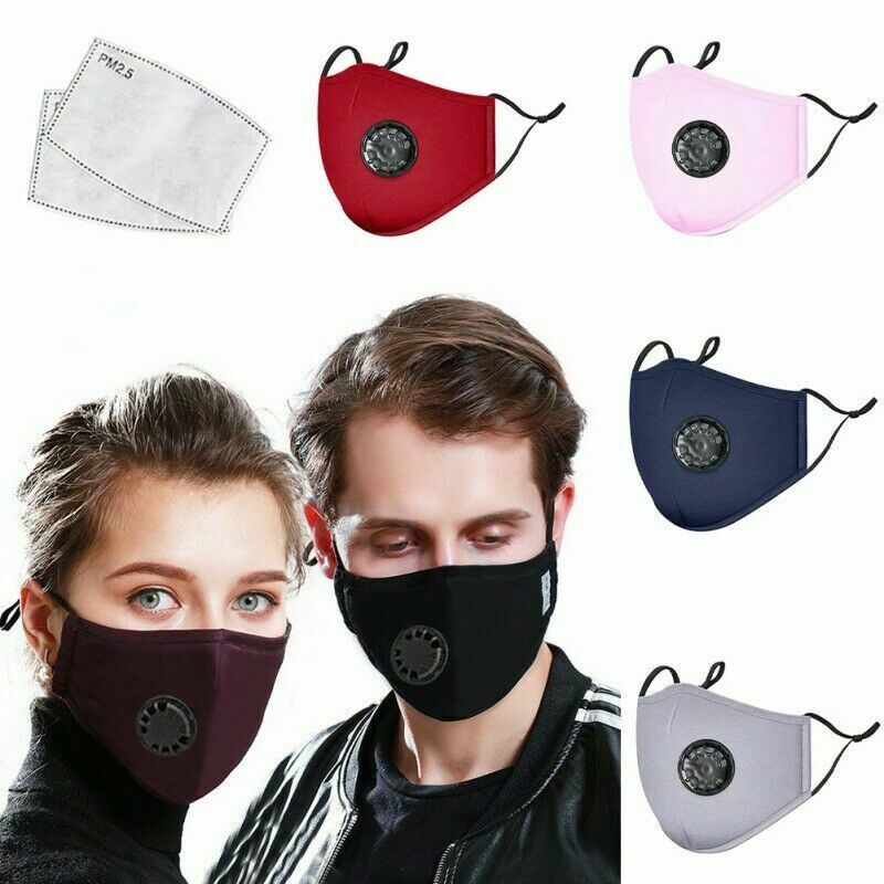 Cotton Face Mask With Breathing Valve Anti-dust PM 2.5 Dustproof Mask with 2pcs Activated Carbon Filter Respirator Mouth-muffle 3