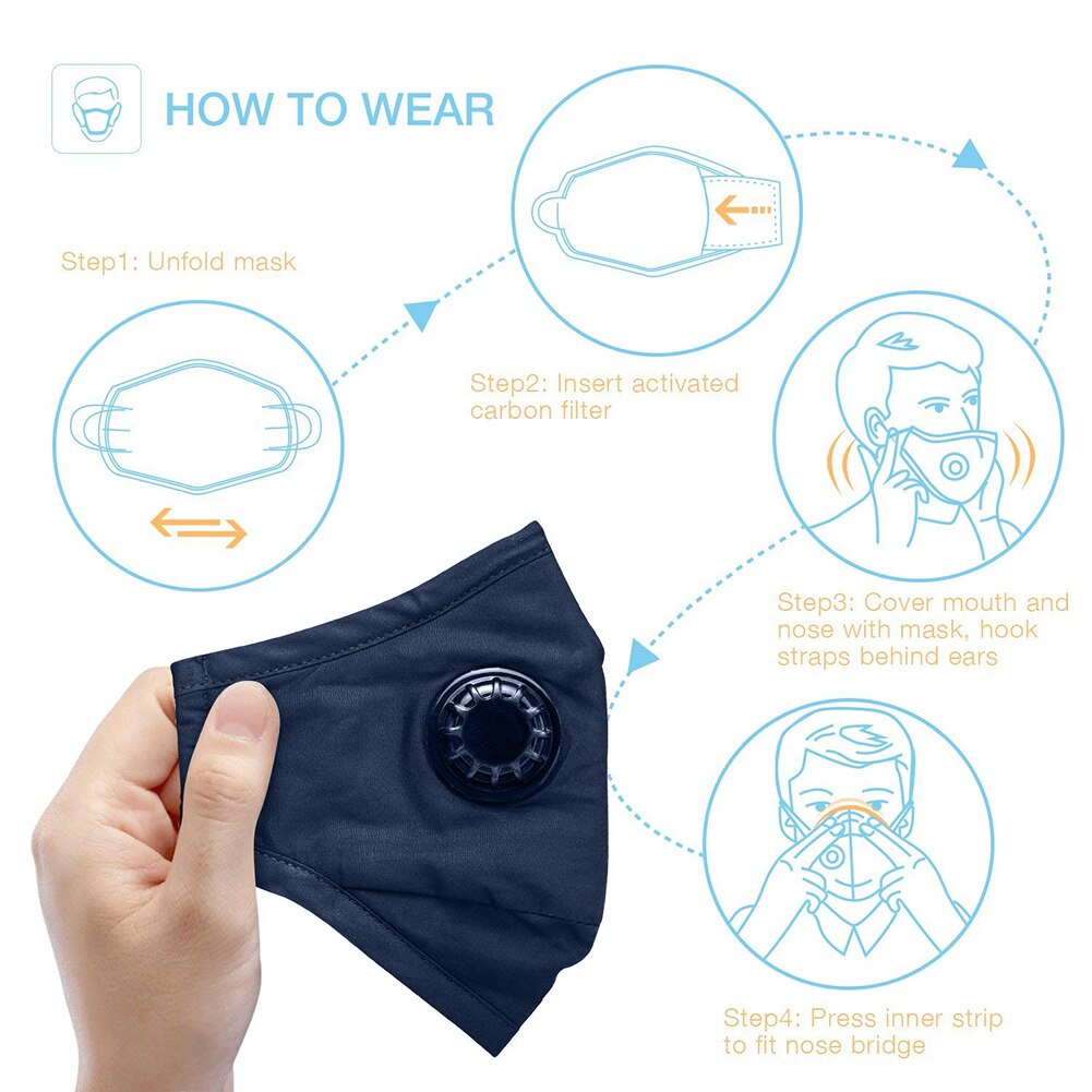 Unisex Face Reuseable Anti Dust Mask Cycling Washable Anti-Fog Mask With 6 Pcs Filter Ergonomic Design Travel Mouth Mask #40 3