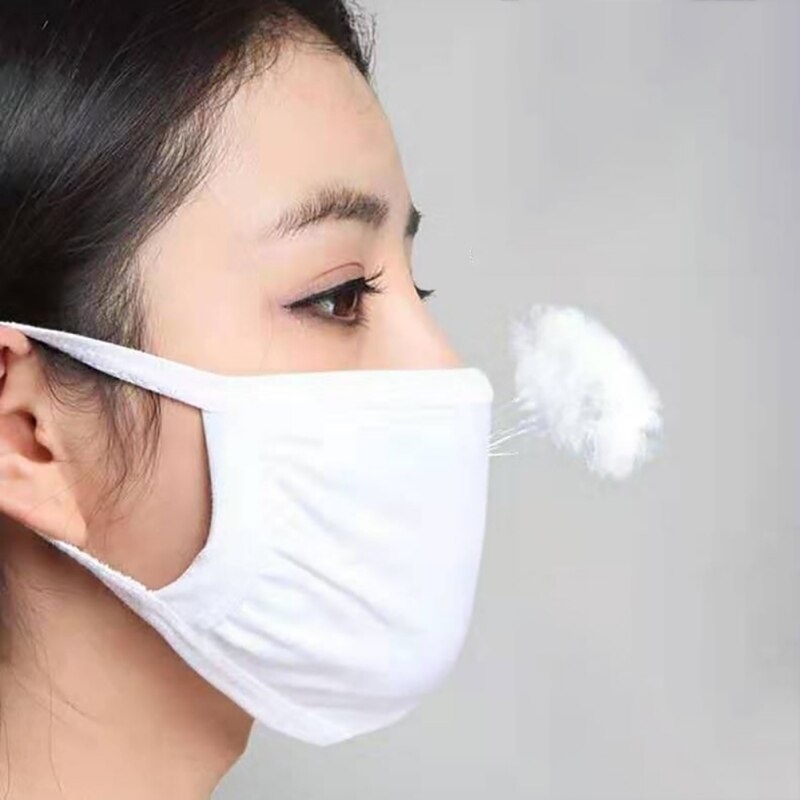 Unisex Reuseable Cotton Face Mask White Two-layer Breathable Cotton Face Mask For Dust Fog And Haze