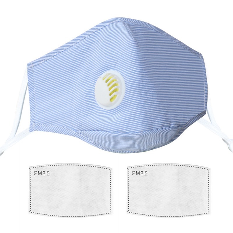 Washable Adjustable Dust Mask with 2 Replaceable Filters Anti Pollution PM2.5 Breathable Respirator Cotton Face Mask 2