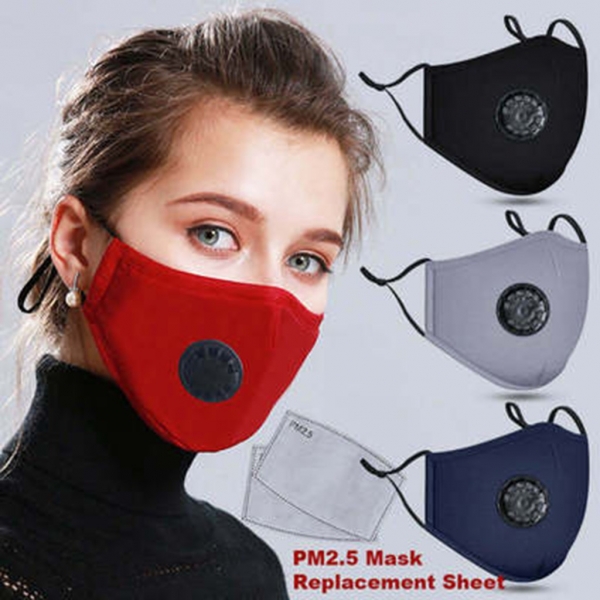 A Cotton Face Mask Breath Valve PM 2.5 Mouth Mask Anti-dust Activated Carbon Mask With Filter-Washable Reusable respirator 1 Breath Valve PM 2.5 Mouth Masks Anti-dust Activated Carbon Masks