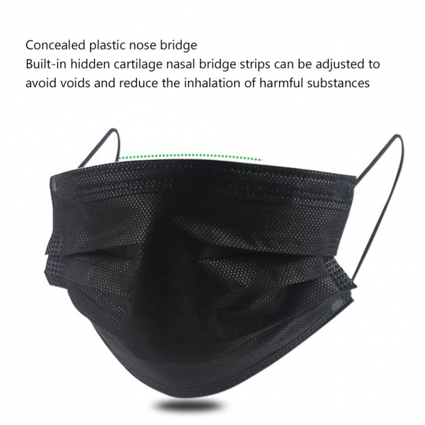 50pcs/100pcs Disposable Face Mouth Mask High efficiency filtration adjustable 3D fitting design Light and breathable black 1 50pcs/100pcs Disposable Face Mouth Masks Excessive effectivity filtration
