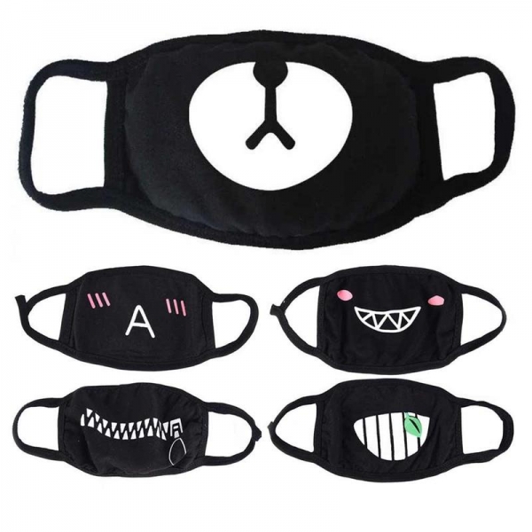 Mouth Face Masks Unisex Korean Fashion Kpop Bear Black Biking