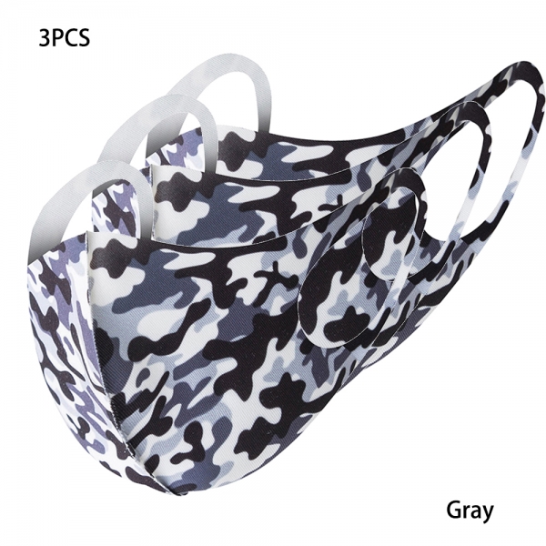 3Pcs Face Mask Washable Reusable Anti-dust Mouth Face Masks Camouflage Sponge Mask Anti Cold Mask Humanized Design 1 Mouth Face Masks Camouflage Sponge Masks Anti Chilly Masks Humanized Design