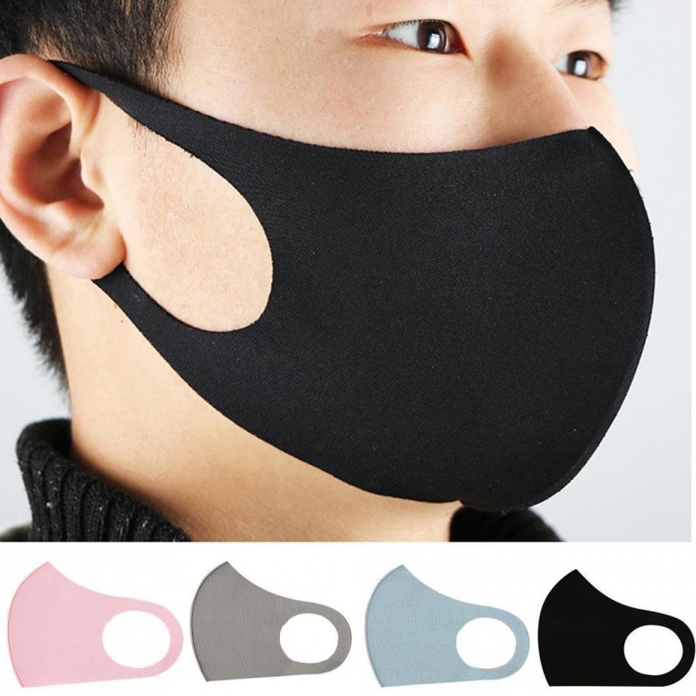 In Stock Reusable Mouth Mask 4 color Washable Dustproof Breathable Super Soft Fashion Design Women Men Solid Ice Silk Face Mask