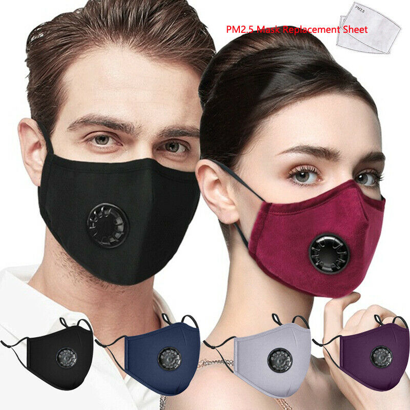 Cotton Face Mask With Breathing Valve Anti-dust PM 2.5 Dustproof Mask with 2pcs Activated Carbon Filter Respirator Mouth-muffle 2