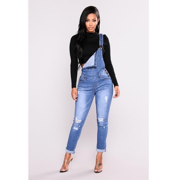 Denims for Ladies with Excessive Waist Slim Match Skinny Overalls SALE ...