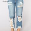 Distressed Ripped Denims For Girls Excessive Waisted