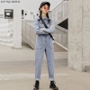 Streetwear Lengthy Sleeve Denim Overalls Girls Elastic Excessive