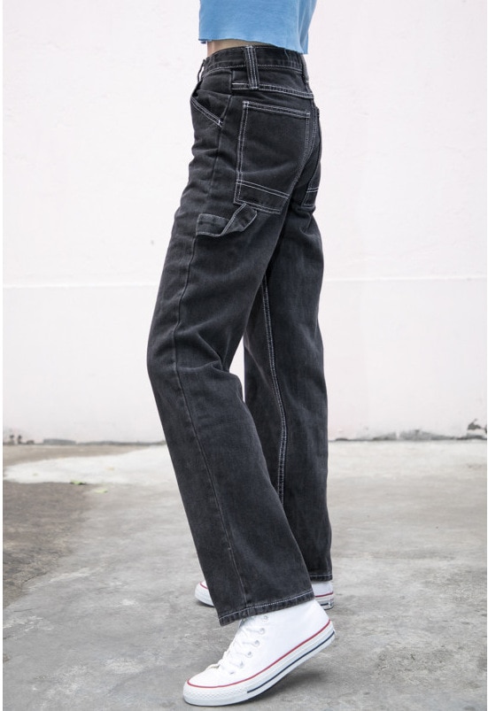 Jeans Women Loose Pants High Waist Pants Brandy Melville Women Straight Pipe Jeans Denim Pants Trousers Stretch Jeans Dropship 3 Unfastened Pants Excessive Waist Pants Brandy Melville Girls