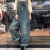 Jumpsuits Girls Straps Bib Huge Leg Denim Trousers Huge