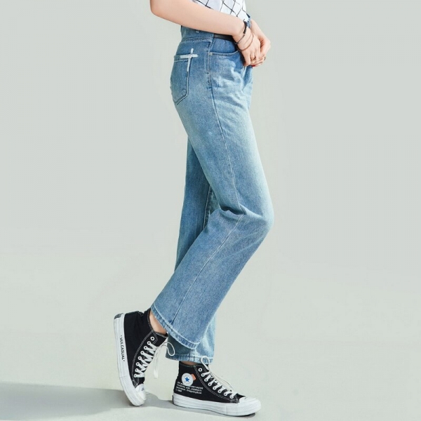 HAVVA 2020 New Women’s Retro Washed Old Straight Denim Long Jeans Female Loose Slim Denim Pants K4973 1 Girls’s Retro Washed Previous Straight Denim Lengthy