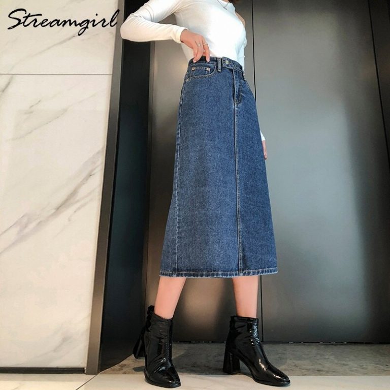 Denim Lengthy Slim Denims Autumn Classic Skirt Review ⋆WoClothes.com