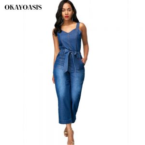 Denims Jumpsuits for Ladies Unfastened Denim Overalls
