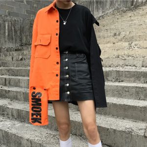 Spring streetwear New free Patchwork ladies jacket