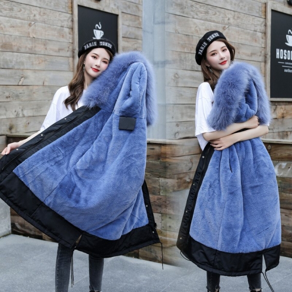 New Arrival Women Autumn Winter Jacket Cotton Lining Padded Warm Big Fur Collar Long Coats Parka Womens Jackets Office Lady Arrival Ladies Autumn Winter Jacket Cotton Lining Padded Heat