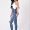 Denim Girls's Overalls Excessive Waist Ripped Denims Lady