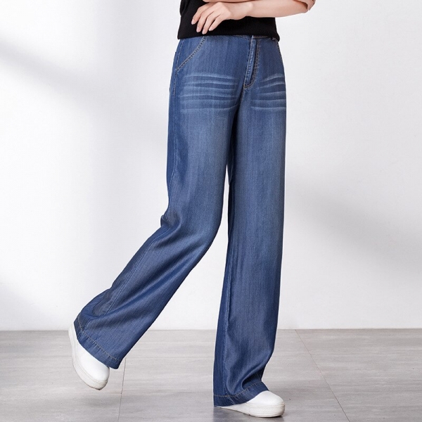 2020 Summer New Casual Tencel Denim Jeans Women Big Yards Straight Elastic Band High Waist Straight Loose Jeans Female Plus Siz 1 Summer Chic: Plus Size Tencel Denim Jeans – High-Waist Comfort & Style