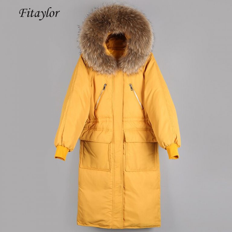 Fitaylor Girls Down Jacket Heat Massive Pure Fur Collar Hooded