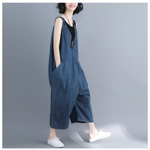 Denim Jumpsuit summer time Women Lengthy Pants rompers